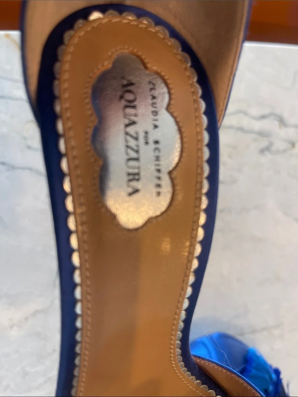 Aquazzura Electric Blue Tassel Fringe Ankle-Strap Pointed-Toe Heels